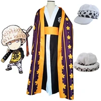 anime trafalgar law cosplay kimono one piece costumes trafalgar d water law uniform and hat adult japanese kimono anime full set
