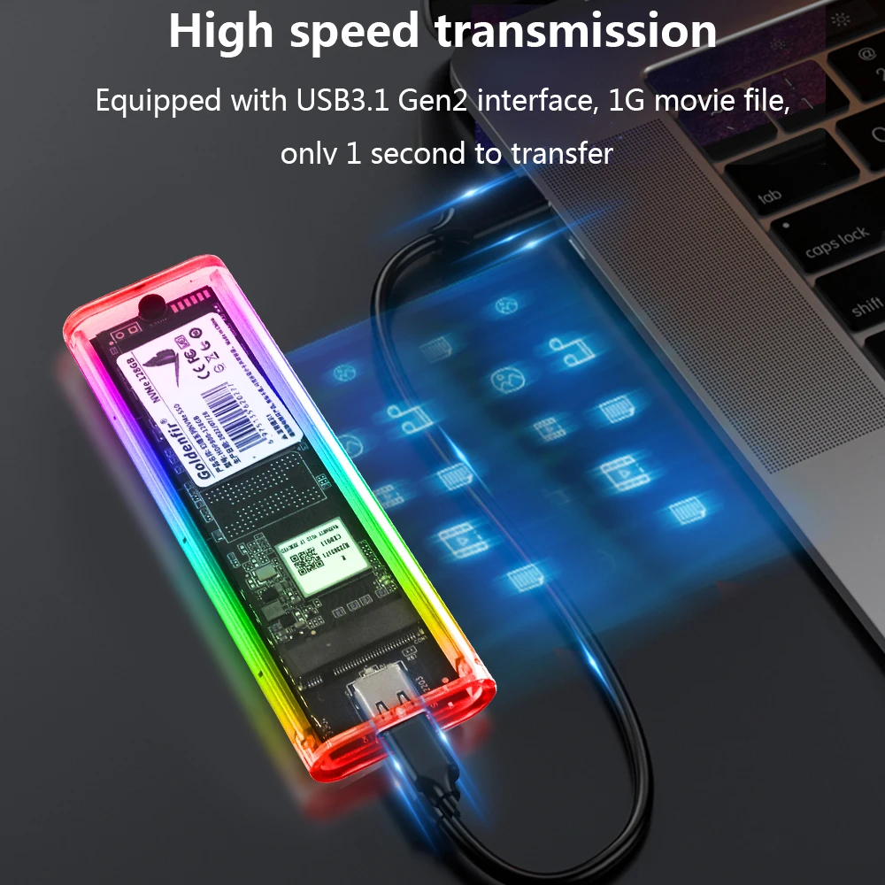 Корпус SSD TISHRIC Nvme M2 NVME NGFF двухпротокольный твердотельный накопитель M.2 RGB дорожный