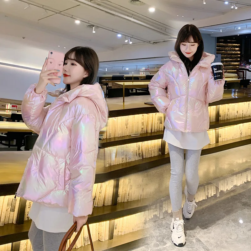 PinkyIsBlack New Winter Jacket Women's Parkas Hooded Bread Down Cotton Jacket Glossy Parka Warm Padded Cotton Jacket Outwear