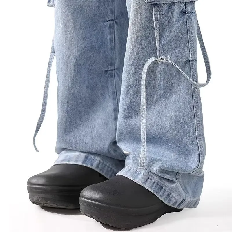 2024 Ropa Y2K Модные Винтажные синие мешковатые джинсовые брюки с несколькими