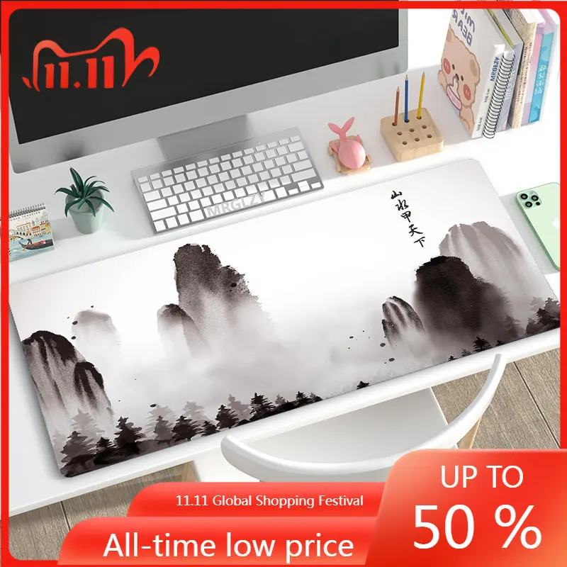 

Ink Painting Art MousePad Black White Large Rubber Keyboard Mousepad Desk Mat Chinese Style Gaming Accessories Mouse Pad for LOL