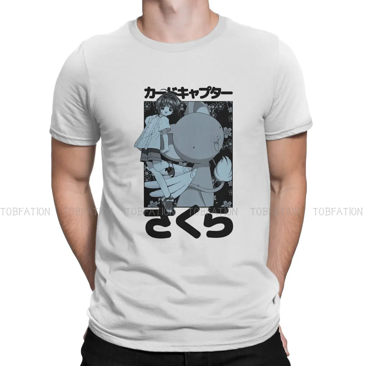 

Cardcaptor Sakura Manga Creative TShirt for Men Kero and Sakura Classic Round Neck Basic T Shirt Personalize Gift Clothes Tops