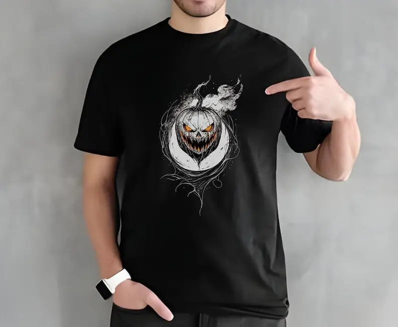 Футболка с тыквой ужасов рубашка волком одежда в стиле гранж ликантопия