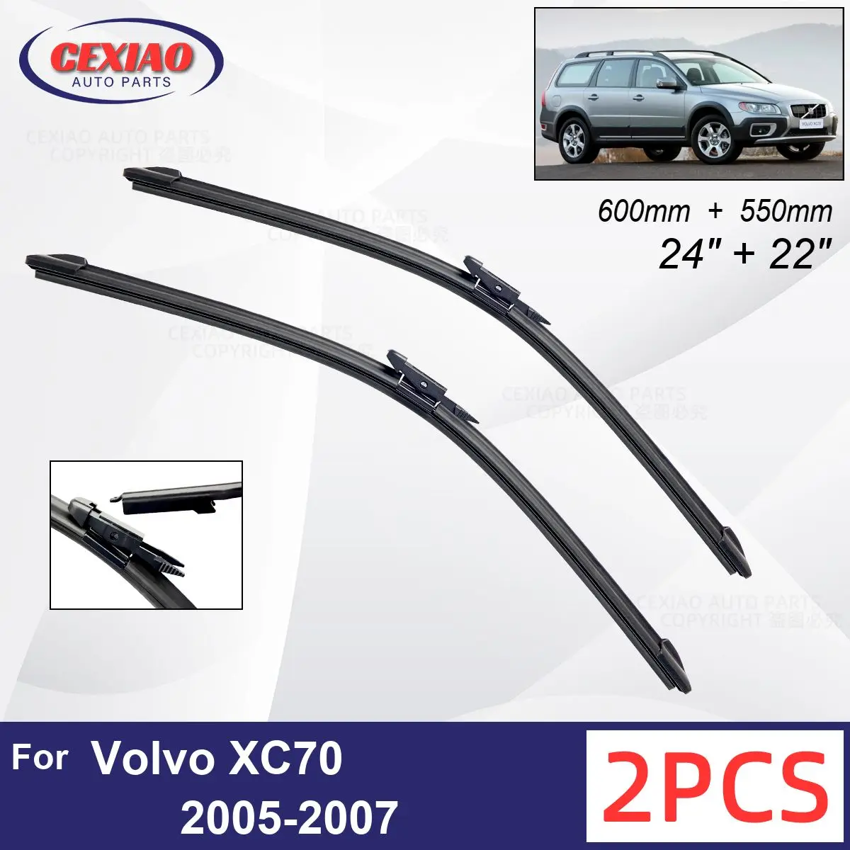 

Car Wiper For Volvo S80 2003-2006 Front Wiper Blades Soft Rubber Windscreen Wipers Auto Windshield 24" 22" 600mm 550mm
