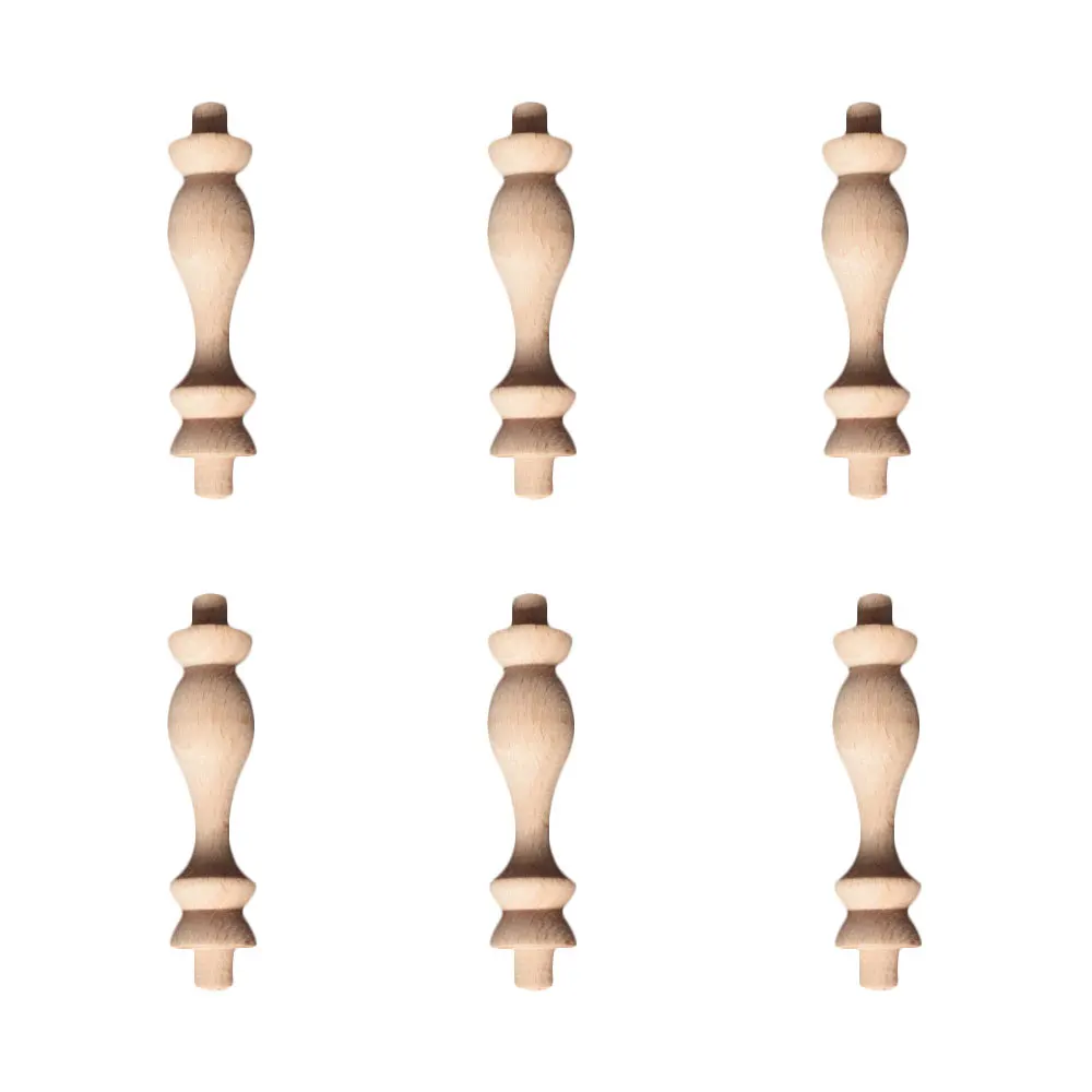 

6pcs Cabinets Tea Table Legs Sofa Legs Decoration Unpainted Wood Carved Furniture Applique Parts Handmade Accessories