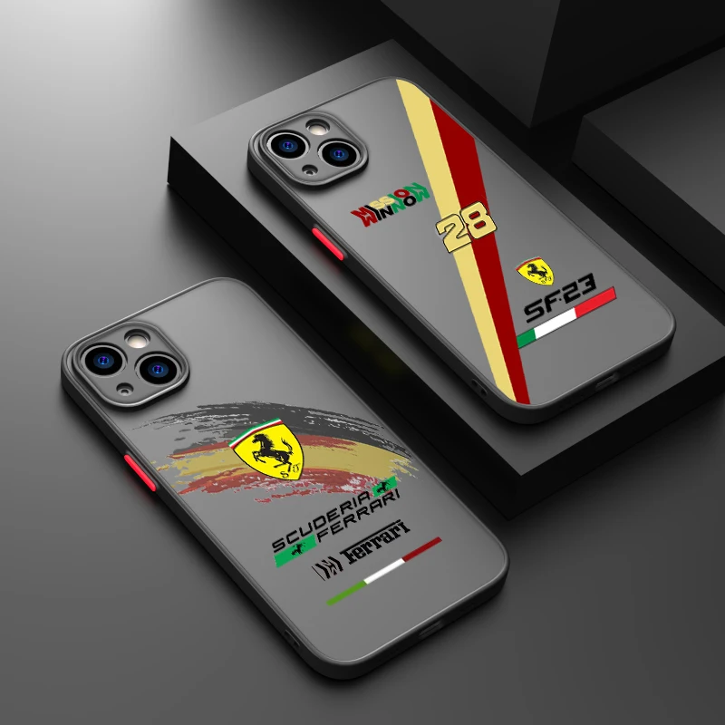 

Super Cool Ferrari Phone Case For iPhone 14 13 12 mini 11 Pro Max 8 7 Plus XR XS X Frosted Translucent Funda Cover