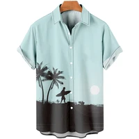 2022 coconut tree 3d shirt hawaiian shirt men clothes loose breathable mens shirts summer male shirt street casual short sleeve