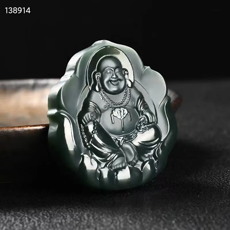 Натуральный 100% натуральный зеленый нефритовый кулон ожерелье ручная работа