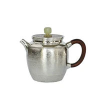 wholesale handmade silver round portable 999 silver teapot