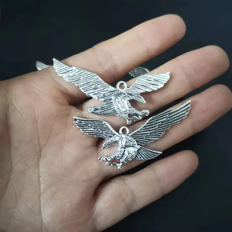 Высококачественные посеребренные подвески в виде орла из металлического сплава, 25 шт./лот, 23x49 мм