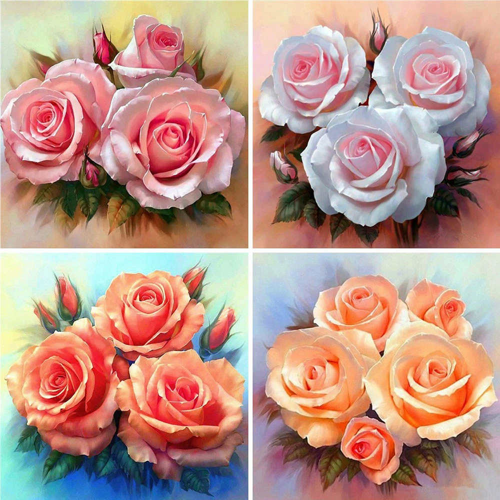 

5D DIY Diamond Painting Flowers Rhinestone Pictures Embroidery Rose Cross Stitch Kit Crystal Home Decoration Mosaic