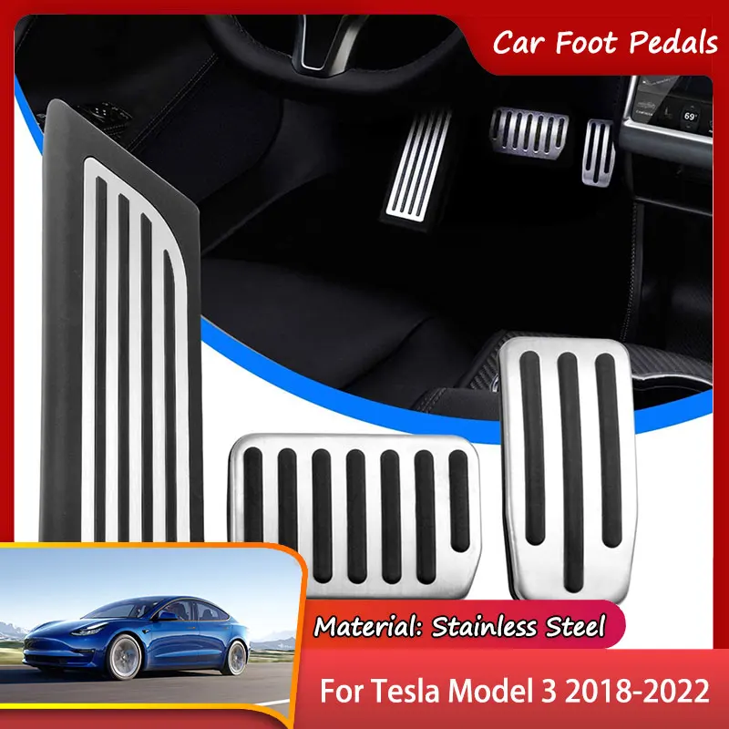 

Для Tesla Model 3 2018 ~ 2022, автомобильные педали из нержавеющей стали, педаль акселератора тормоза, педали без сверления, колодки, Стайлинг автомобиля 2019 2020 2021