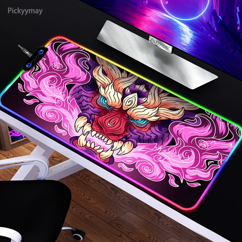 

Monster Beast RGB Mouse Pad Large PC Gamer Computer Gaming Keyboard Mousepad LED Carpet Mause Desk Mat With Backlit