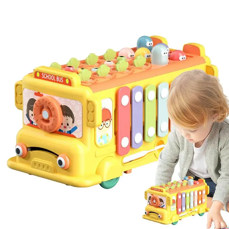 

Toy School Bus Piano Learning Musical 3 In 1 Bus Toy Colorful Educational Montessori Learning Toys With Drag Rope For Nursery