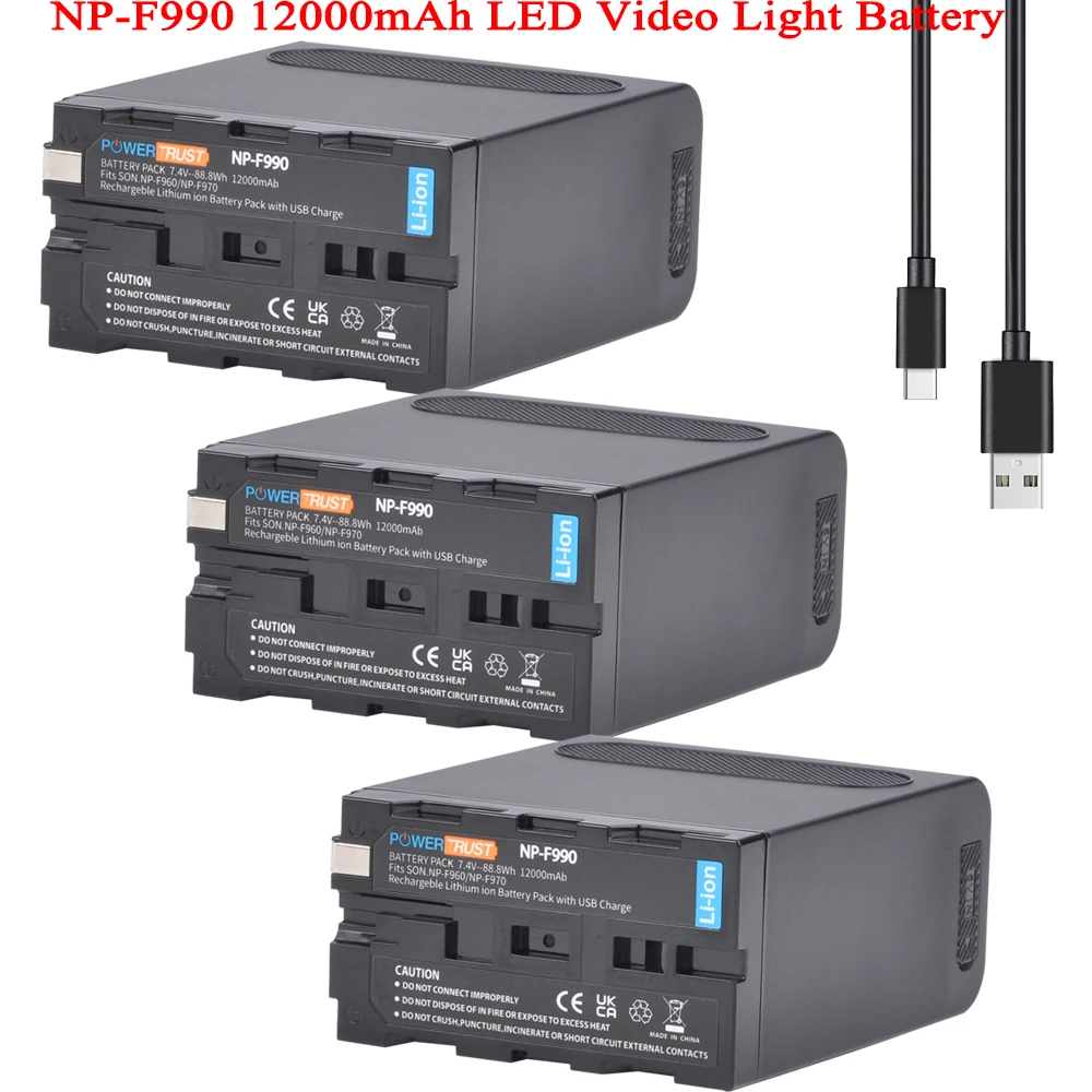 NP-F990 NP-F960 Battery for Sony NP-F970 NP-F570 NP-F770 Camera, for Yongnuo Godox LED Video Light  YN300Air II YN300 III YN600