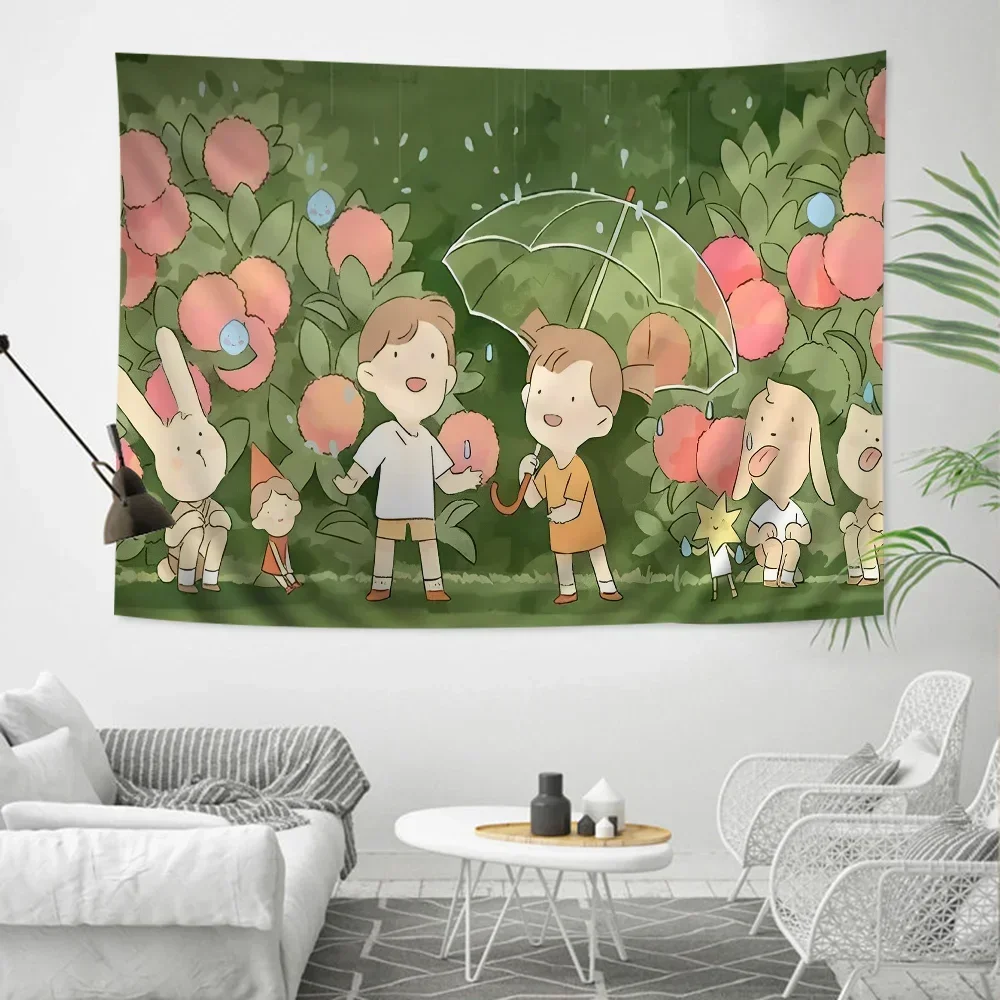 Милый Кавайный Гобелен С Зелеными Растениями Настенный Хипстерский Богемный