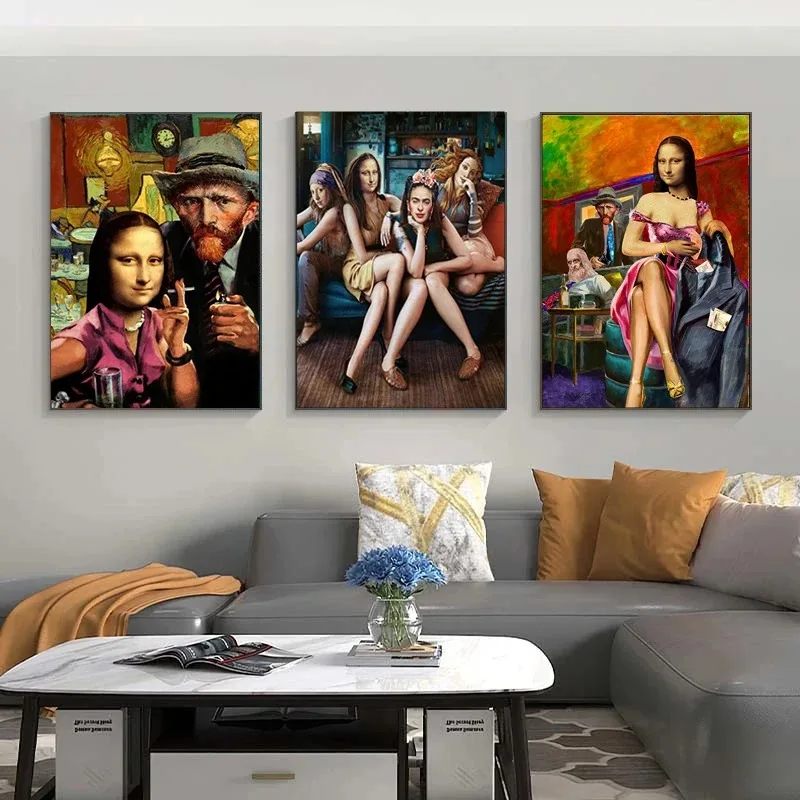 Картина на холсте Ван Гог и друзья смешная абстрактная Современная Настенная