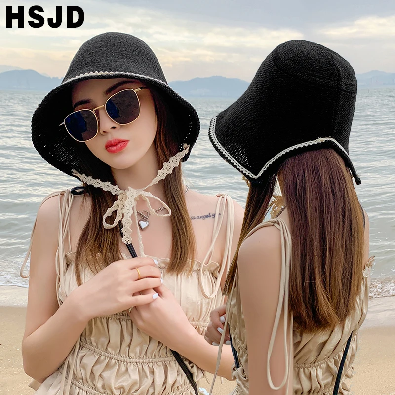 Летняя женская вязаная шапка рыбака с отверстиями купол Топ Панама дизайнерская