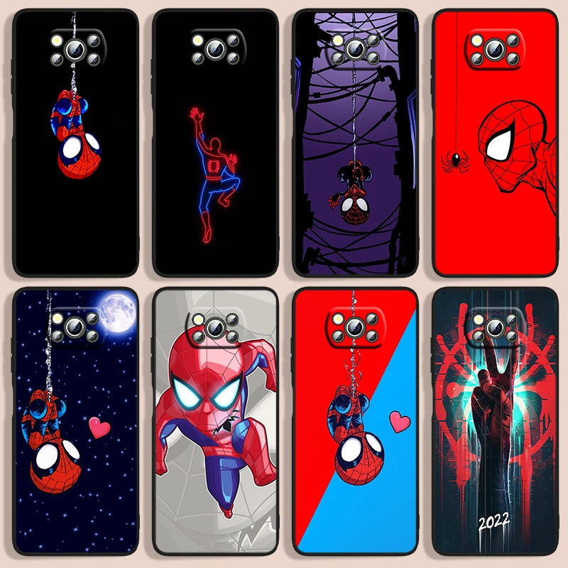 

Handsome Marvel hero SpiderMan Phone Case For Xiaomi Poco F1 X2 F2 X3 C3 M3 F3 X4 M4 F4 Pro 5G 4G NFC GT Black luxury Silicone