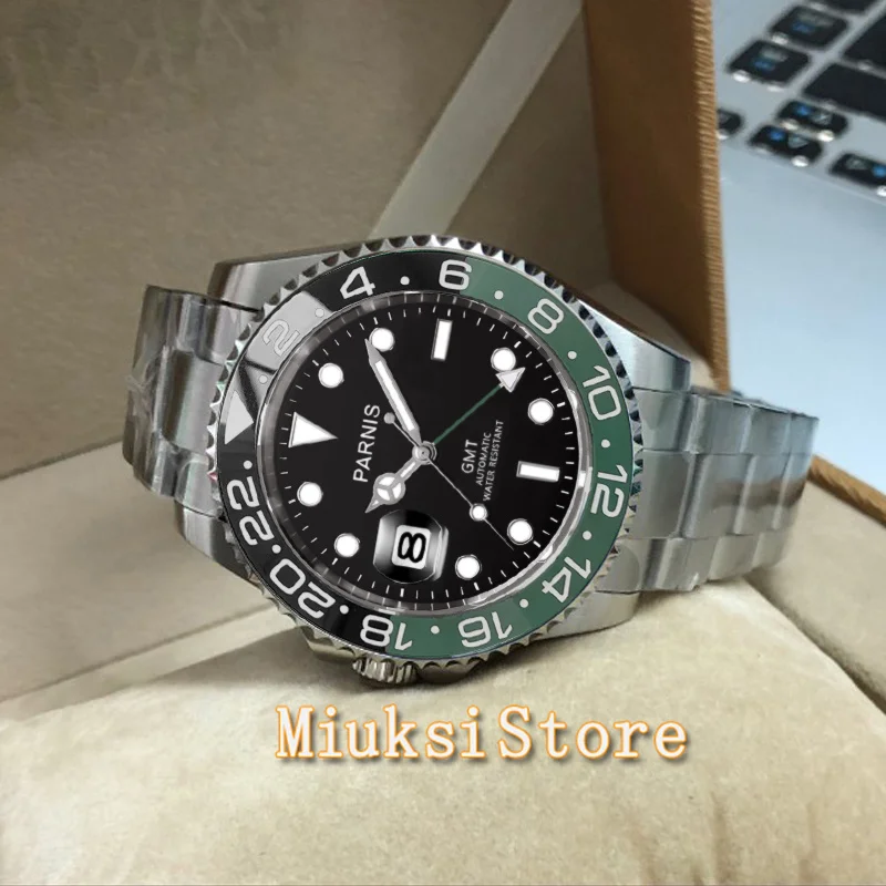 Мужские автоматические часы с сапфировым стеклом PARNIS 40 мм новая левая Корона