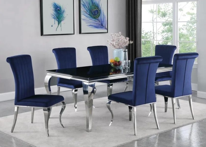 

Modern New Design furniture High back tall modern classic luxury design metal stainless steel dining chair