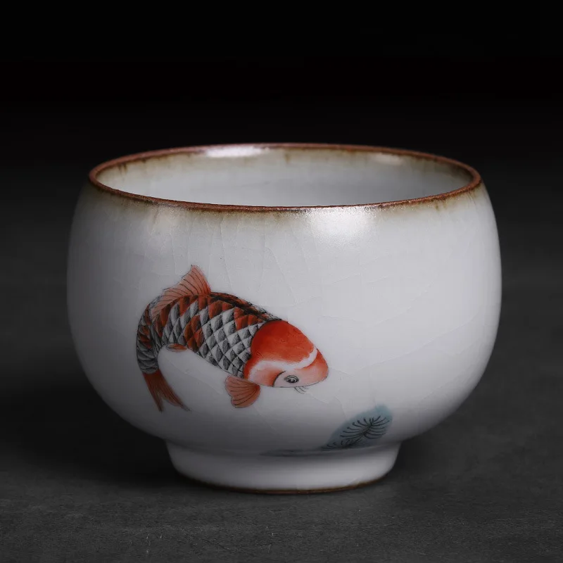 

Керамика Цзиндэчжэнь, чайная чашка Gongfu для здоровья, китайская чайная церемония, потрескавшийся глазурь, фарфоровые чашки для чая с рыбками, стандартные чашки