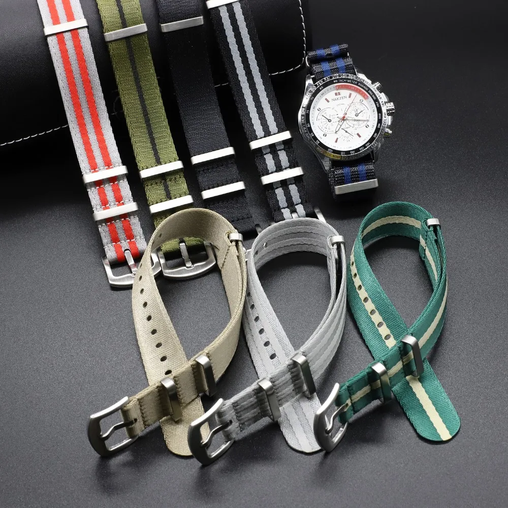 Premium Quality Nylon Nato Strap 20mm 22mm Seatbelt Watch Band Universal Type Sports For 007 James Bond Watchband Replacement
