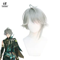 rolecos game genshin impact ai haitham cosplay wig 33cm short gradient wig men cosplay wigs heat resistant synthetic hair