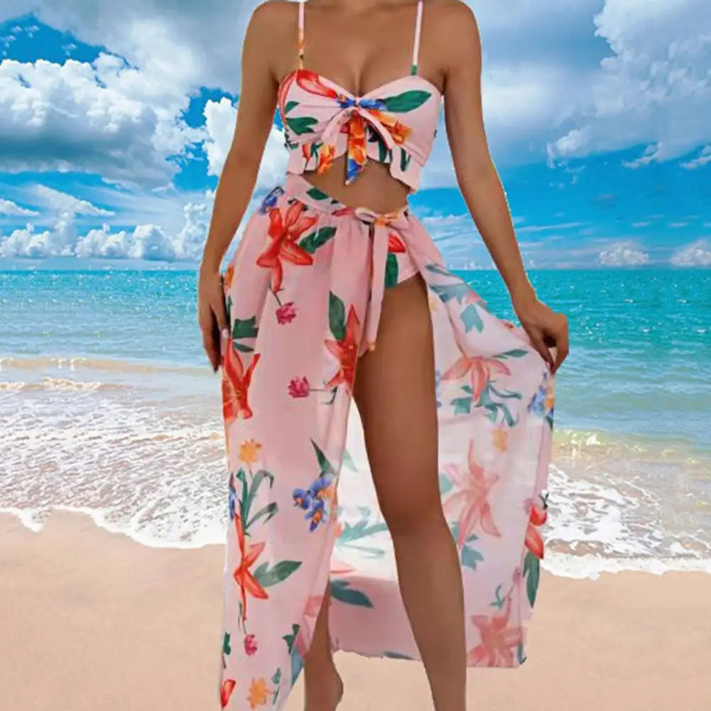 

Женский купальник, привлекательный женский купальник, популярный дышащий летний комплект бикини с пуш-ап и цветочным принтом