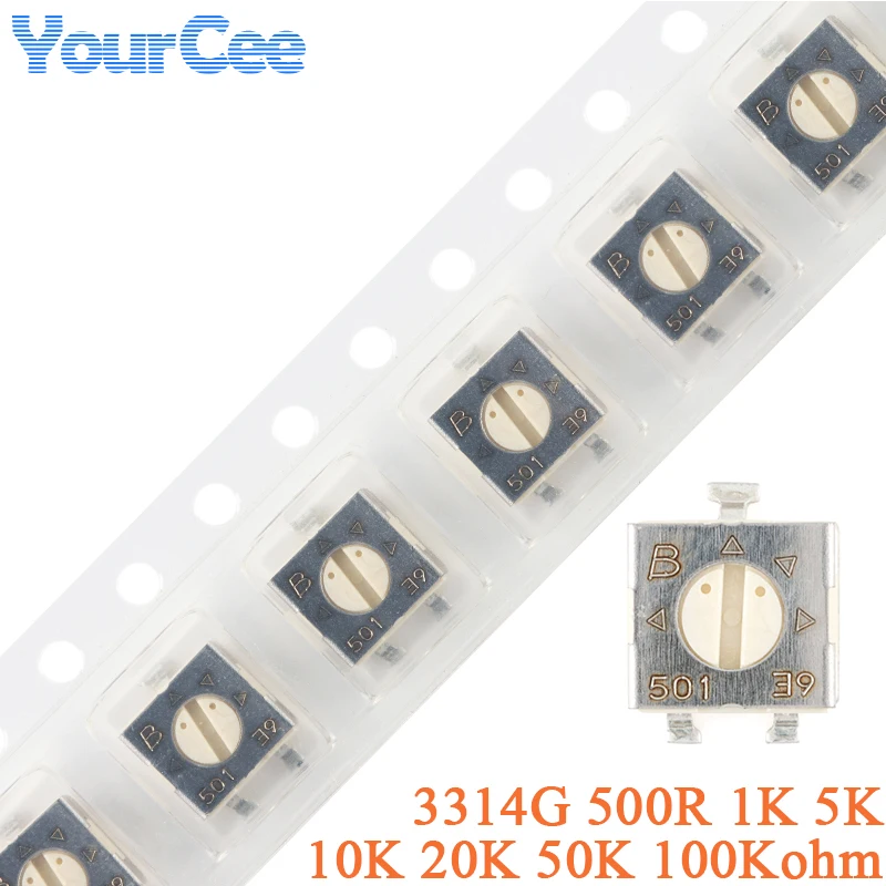 

5pcs 3314G Precision Adjustable Resistance Potentiometer 500R 1K 5K 10K 20K 50K 100K ohm 3314G -1 501E 102E 502E 103E 203E 503E
