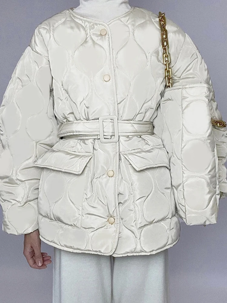 Women's Jacket Loose Padded Autumn Winter Single-Breasted Warm Plaid Outerwear Female Casual Streetwear Lady Coats Parkas
