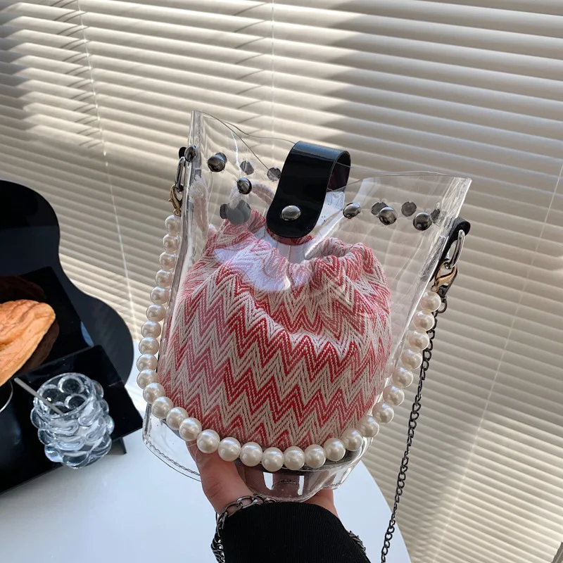 

Женская сумка, Новинка лета 2022, трендовая женская прозрачная Сетчатая Сумка-ведро, модная простая женская сумка для отдыха