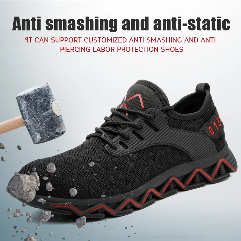 

Work Shoes Hollow Breathable Steel Toe Boots Lightweight Safety Work Shoes Anti-slippery For Men Women Male Work Sneaker