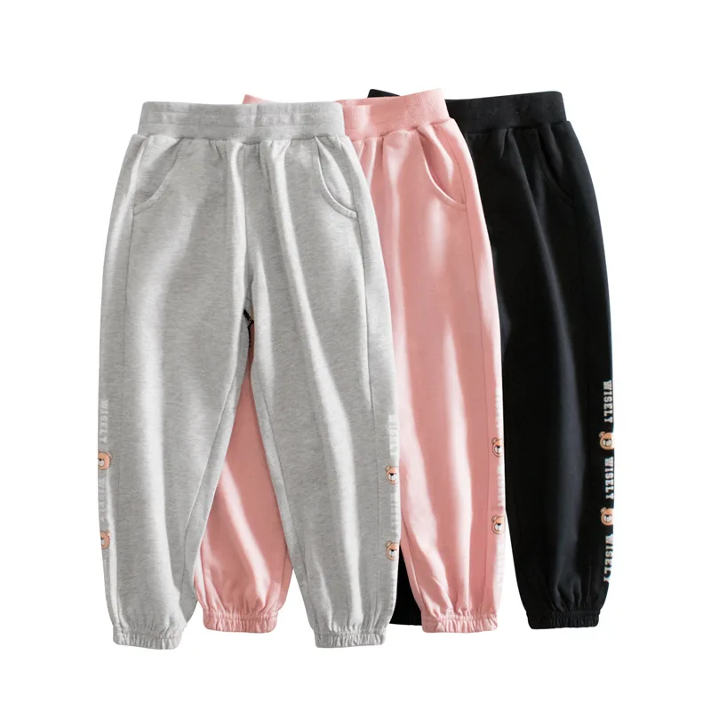 

Autumn Kid's Clothes Girl Baby Cartoon Bear Sweatpants Boy Children Letter Print Casual Pants Kid Solid Fashion Cotton Trousers