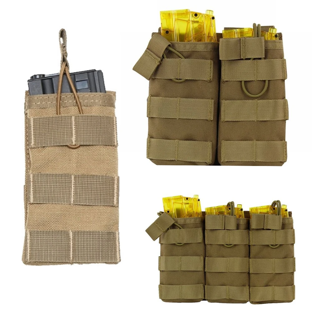 Фото Подсумок для магазинов 5.56 (одинарный, двойной, тройной, шестиместный) для AR15, M4, 5.56, AK, 7.62. Подсумок-кобура Molle для страйкбольных магазинов AEG, GBB. №4