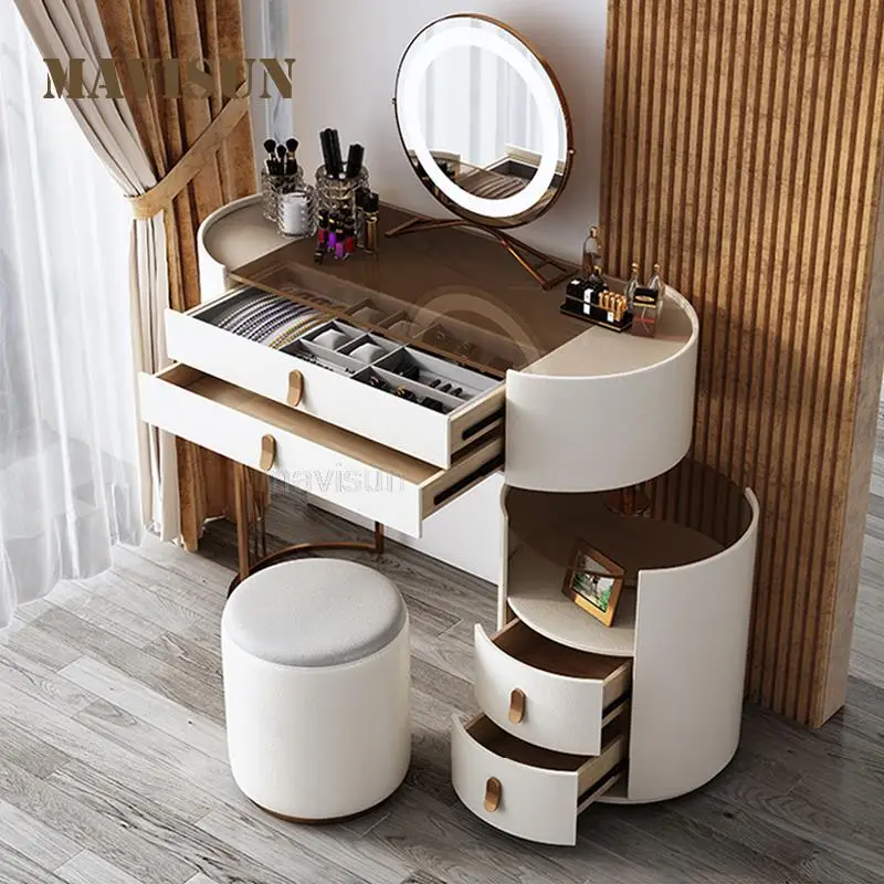 

Luxury Tan Glass Dresser Nordic Bedroom White Modern Simple And Practical Italian Style High Quality Bedroom Furniture FGM