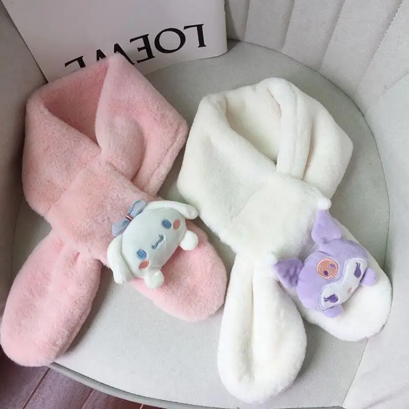 

Sanrioed Plush Anime Kuromi Cinnamoroll Melody Kids Scarf Boys Girls Baby Winter Warm Scarf Cartoon Children Neck Collar Gift