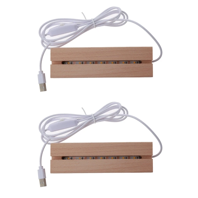 

Rectangle LED Lights Display Base Glowing Wooden Lighted Base Stand Crystal Resin Ornament Lights Display