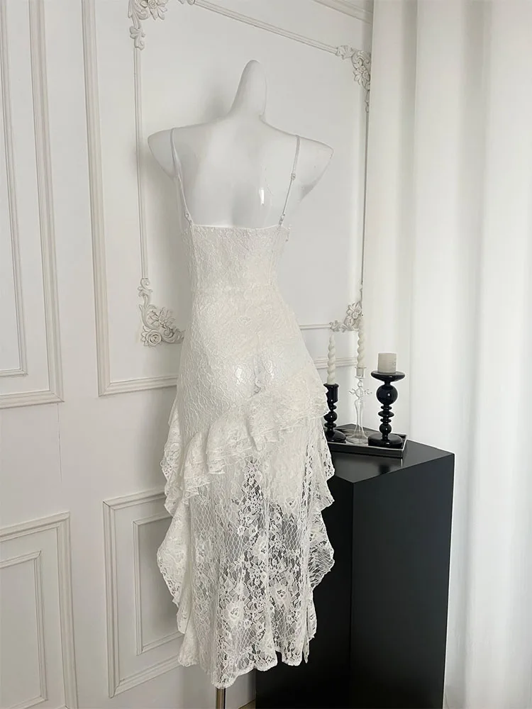 Летнее кружевное мини-платье с балетным сердечником женские вечерние