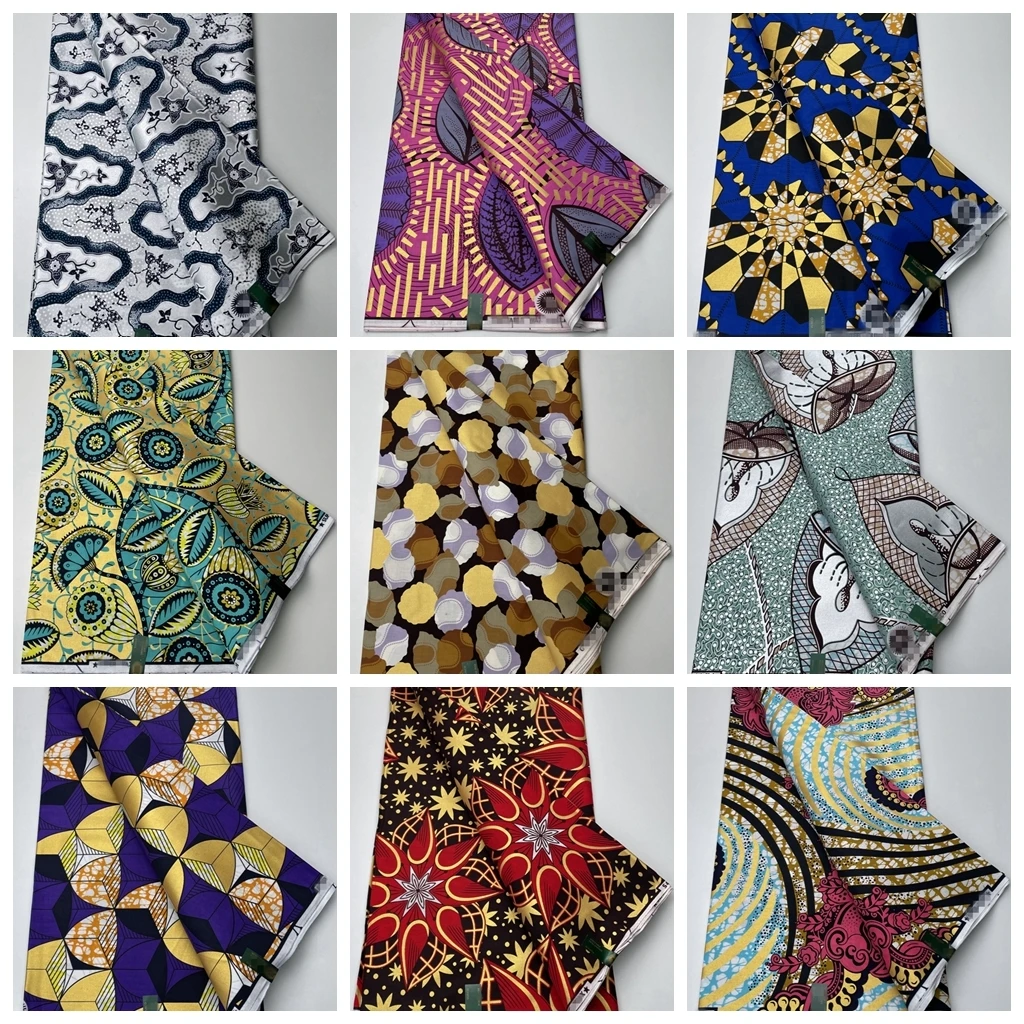 

African Golden Wax Veritable Nigerian Printed Fabric Block Wax 100% Cotton 6yards Ankara Loincloth African Pagne Tissue Wax Soft