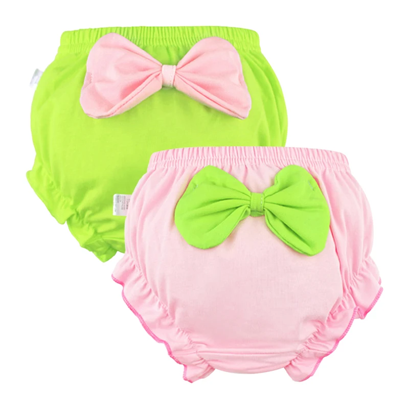 2 Piece Baby Panties 100% Cotton Infant Newborn Cute Fashion Bow Soft Underpants For New Girl Kids Underwear Children Shorts