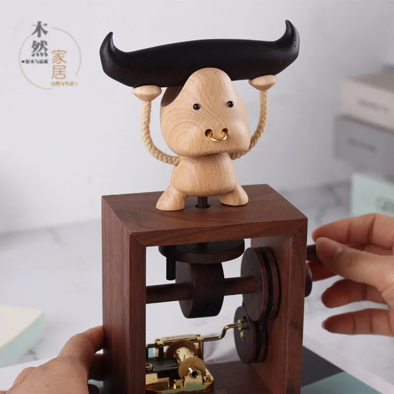 

Music Box Hand Wooden Toy Decoration Creative Little Flying Pig Music Box Wooden Crafts