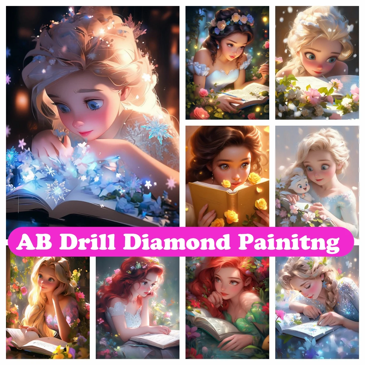 

Disney Cartoon Princess 5D DIY AB Diamond Painting Mosaic Fantasy Girl Cross Stitch Pictures Embroidery Rhinestones Home Decor