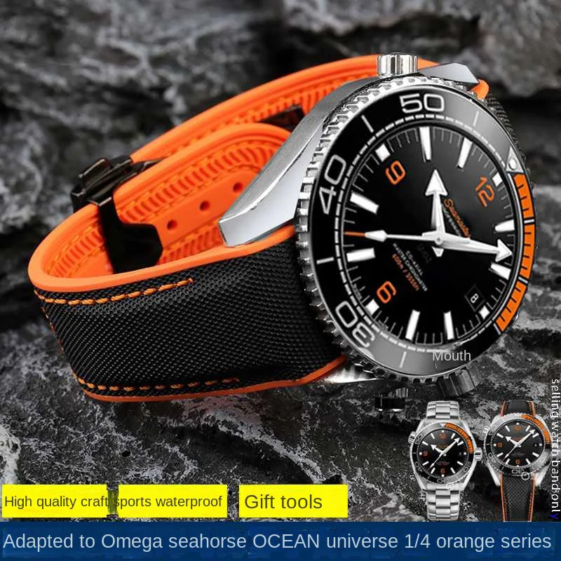 

20mm 22mm Nylon Rubber Watchband For Omega SEAMASTER PLANET OCEAN Men Deployant Clasp Strap Watch Accessorie Silicone Watch