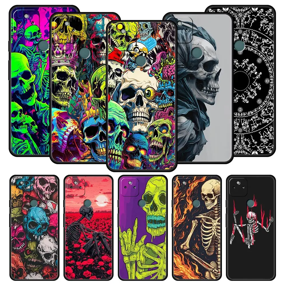 Фото Чехол для телефона Skeleton Skull для Google Pixel 10 9 8 7 6 9A 8A 7A 6A Pro Противоударный мягкий чехол из ТПУ 10 Pro XL Shell Fundas Capas Bag №1