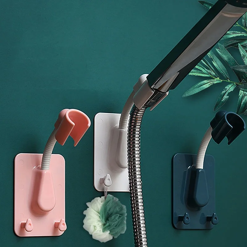 

Самоклеящийся держатель для душевой лейки с 2 крючками Регулируемая на 360 ° Универсальная Подставка Настенные Аксессуары для ванной комнаты