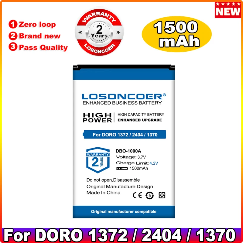 

Original LOSONCOER 1500mAh DBO-1000A Battery For DORO 1372 2404 1370 Mobile Phone