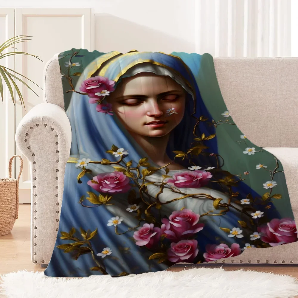 Большое Плюшевое Одеяло Для Диванов Теплый Дизайн Девы Марии Холодной Погоды