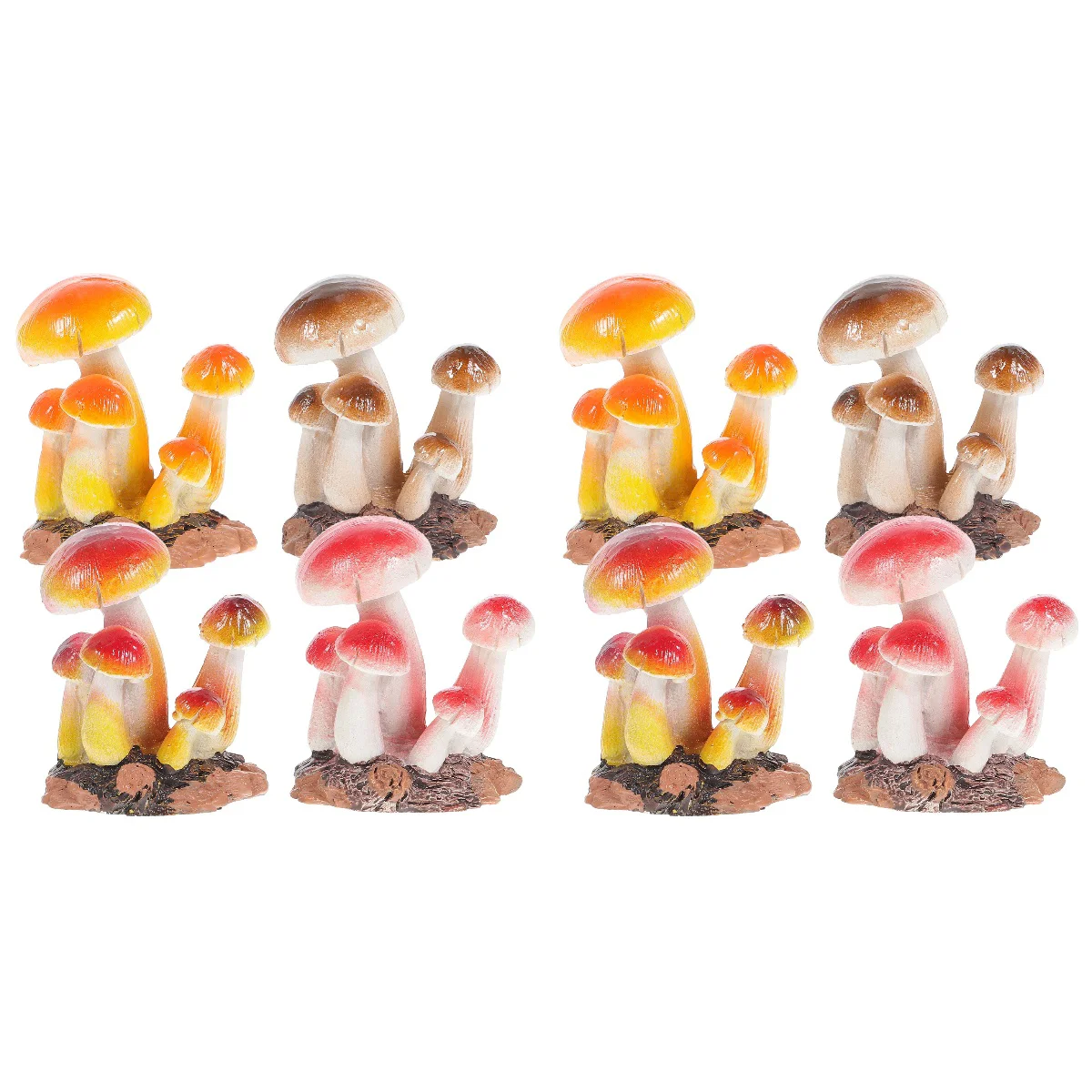 

8 Mushroom Miniature Figurines Garden Mushroom Statue for Landscape Decor