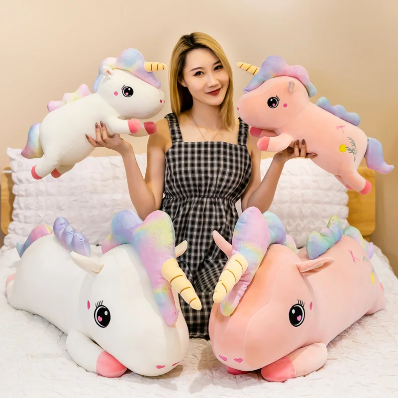 

New Plush Toys Large Lying Unicorn Doll Comfortable Pillow Children's Gift Kawaii Decompression Peluche For Child Birthday